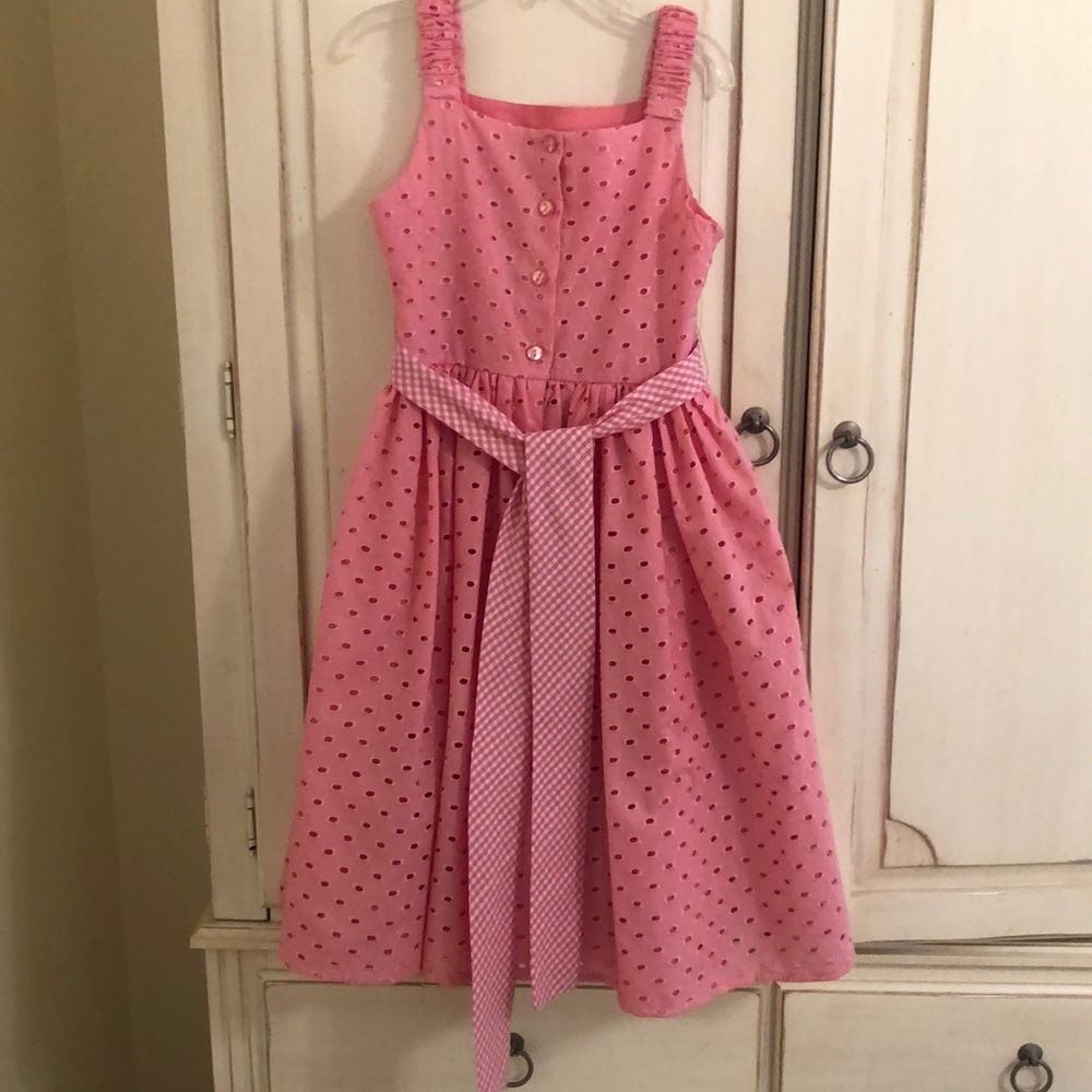 Sweet Heart Rose Pink Eyelet Dress Size 7 - Picture 2 of 8